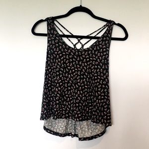 Black Floral Tank Top